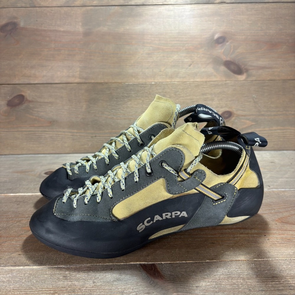 Scarpa Techno Mens size 9 shoes green Suede Lace Up Trad Climbing shoes